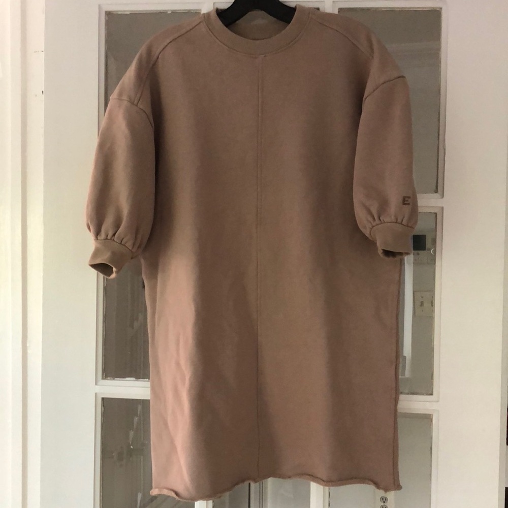 NWOT Everlane mock neck organic cotton short sleeve sweatshirt dress XS